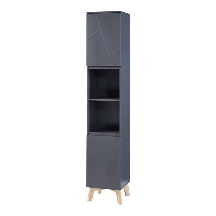 Meuble colonne de salle de bain - HELLOSHOP26 - 160x30x30 cm - Gris - MDF - Design intemporel