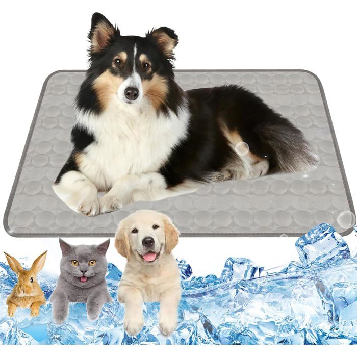 Tapis rafraîchissant XL chien/chat 100×70 cm coussin frais gris matelas refroidissant réutilisable effet fraîcheur été