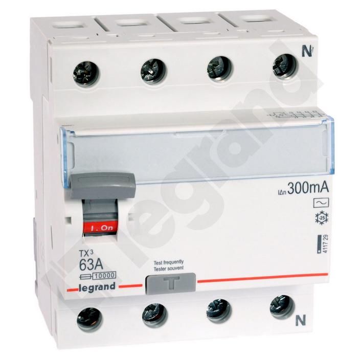 Disjoncteur différentiel 4P 63A 03A type AC P304 TX3 411729
