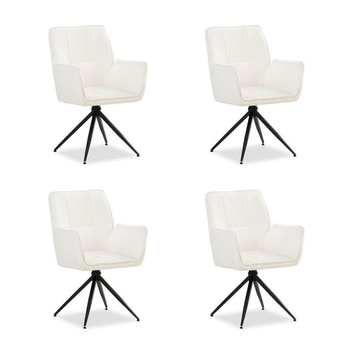 Chaise rembourrée Laine chenille blanche Lot de 4 pivotant avec accoudoirs Cuisine Salle à manger Bureau Chaise rembourrée Laine chenille blanche Lot de 4 pivotant avec accoudoirs Cuisine Salle à manger Bureau
