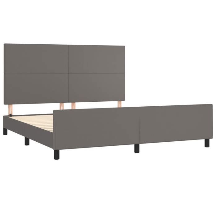 Lit 160x200cm - VIDAXL - Cadre de lit MODERNE - sans matelas - gris similicuir L3728