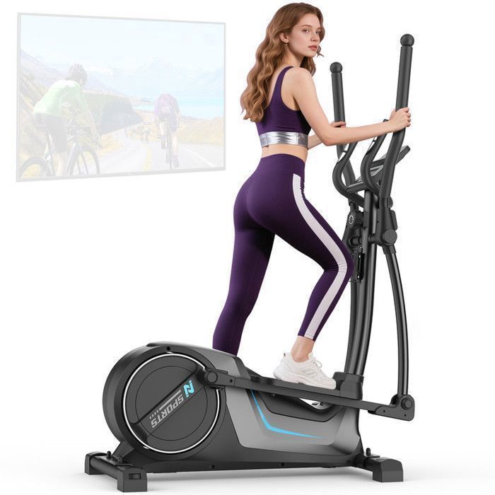 Fogwake Vélo Elliptique 150 kg Charge Max - 2 Stabilisateurs Solides - 16 Niveaux de Résistance - Volant dInertie 8 kg - Noir