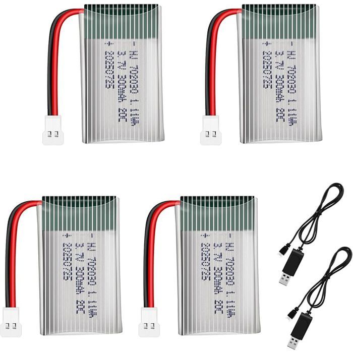 4PCS 3.7V Batteries au Lithium 300 mAh Lipo Batter avec XH 2.54 2P connecteur pour Avion RC Hélicoptère Drone Tous 4PCS 3.7V Batteries au Lithium 300 mAh Lipo Batter avec XH 2.54 2P connecteur pour Avion RC Hélicoptère Drone Tous