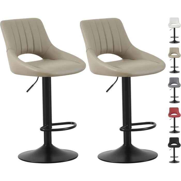 mcc direct Stacey Lot de 2 tabourets de bar pivotants réglables en hauteur avec dossier siège en cuir (Marron)