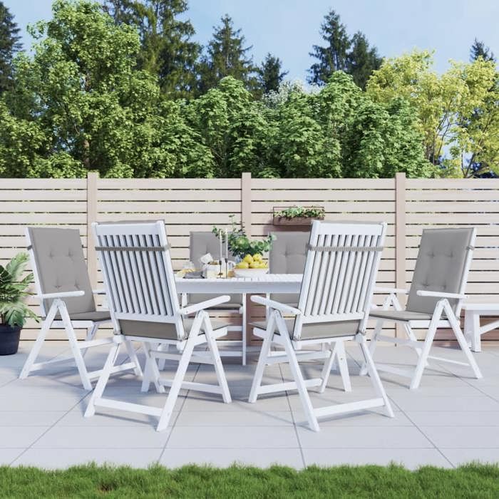 vidaXL Lot de 6 Coussins de Chaise à Dossier Haut Gris en Tissu Polyester avec Rembourrage Mousse