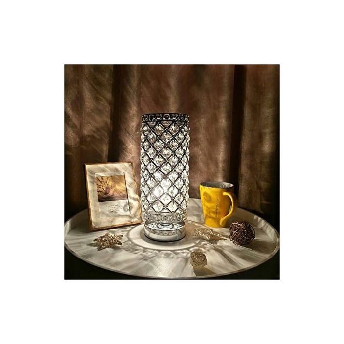 Lampe en cristal abat jour - Lampe de table créative Design argenté - Chevet salon chambre bibliothèque hôtel - Argent