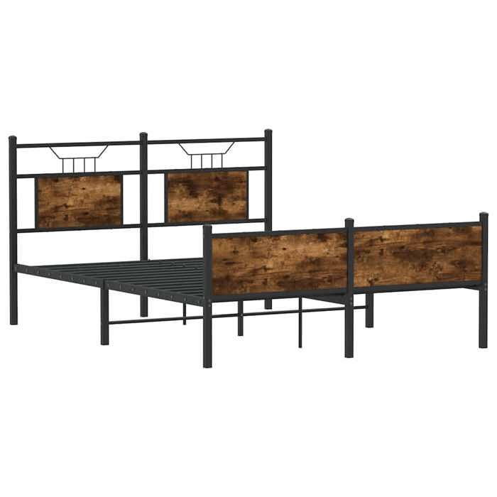 Meuble de chambre - HAOSHOP - Structure de lit - sans matelas - chêne fumé 140x190 cm bois ingénierie（22387)