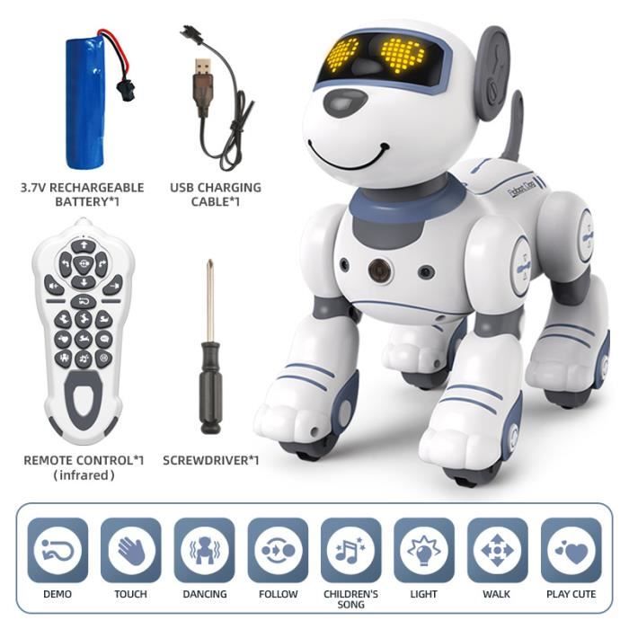 Chien robot blanc Jouet robot Emo avec poign e sans fil jouets
