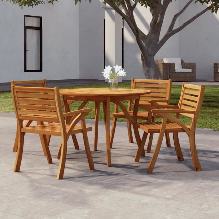 AKO Table de jardin Ø 110 cm Bois dacacia solide-AKO7394667424174