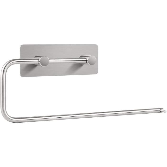Porte Essuie-Tout NATUCE Auto-Adhésif - Support Mural Sans Perçage - Métal Blanc - 25cm