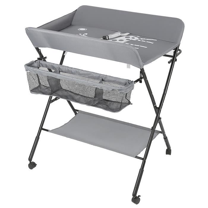 Larathy 4 En 1 Table A Langer Pour Bebe Pliable A Roulettes Avec Panier De Rangement 3 Hauteur Reglable Gris Achat Vente Table A Langer Soldes Sur Cdiscount Des Le Janvier Cdiscount