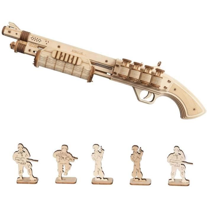 Robotime 3D À faire soi-même Modèle Kit de construction en bois court gun pistolet jouet Cadeau pour garçons 