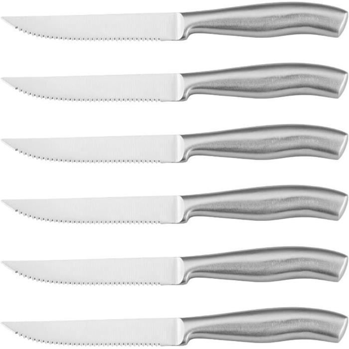 Ensemble De Couteaux À Découper, 6 Pièces, Couteau À Steak, Couverts En  Acier Inoxydable, Lame 122 Mm