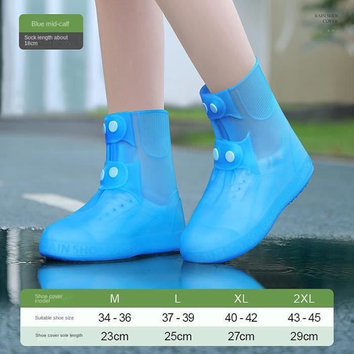 Bleu 1 - 2XL 43-45 - Bottes de pluie en caoutchouc vintage imperméables,  Couvre-chaussures en silicone, Protè