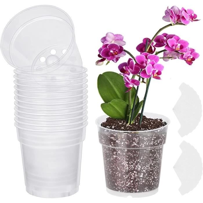 Pot à Orchidée Ornella – Plastique Rouge Cerise – Diamètre 13 Cm, Hauteur 15 Cm – Fond Surélevé Pour Drainage