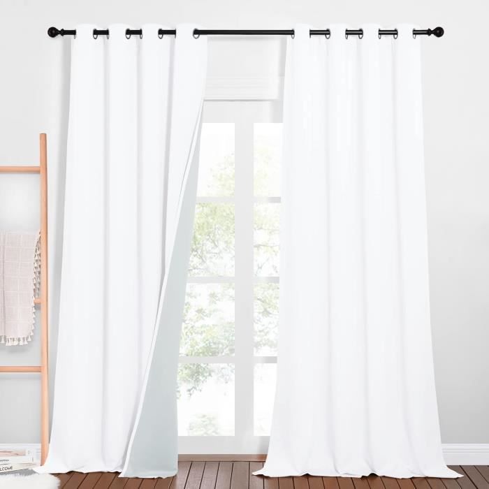 Rideau Occultant 150x260 Cm - 100% Polyester Noir, Isolation Thermique Et Phonique - Idéal Chambre Et Salon