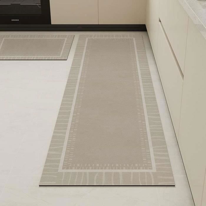 Tapis De Cuisine Absorbant 45x150cm - Antidérapant Lavable Gris Clair Pour Sol