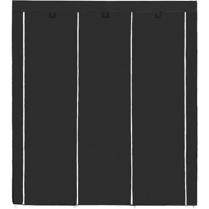 Armoire en Tissu Penderie Repliables de Vêtement en Toile Rangement de Vêtements Double Tringles à Vêtements 175x150x45cm