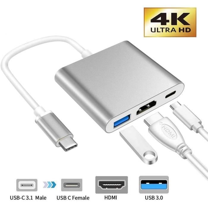 Câble Et Adaptateur USB-C Vers HDMI 4K 60Hz 1,8m - Compatible Thunderbolt 3/4, MacBook, IPad, PC, Smartphones