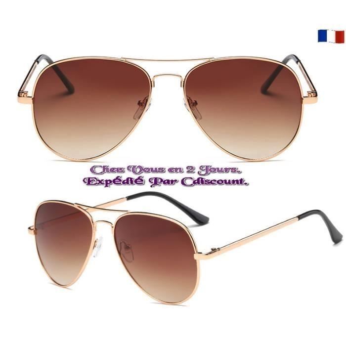 LUNETTE DE SOLEIL HOMME MODE 2019 VERRE MARRON OR LUXE UV 400 PROTECTION IDEE CADEAU FETES DES PERES