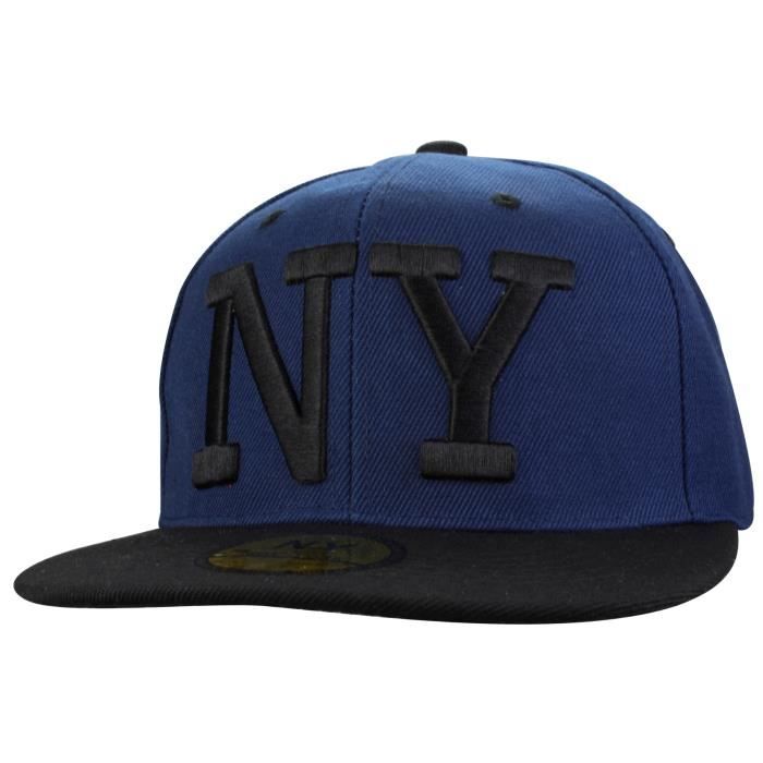Snapback NY Bleue et Vert Fluo - Casquette streetwear façon tag sur