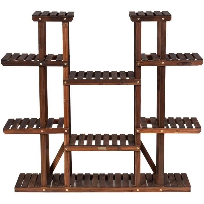 COSTWAY Étagère à Plantes 6 Niveaux Bois Sapin – Support Fleurs Balcon Terrasse Salon 140,5 X 25 X 75 Cm