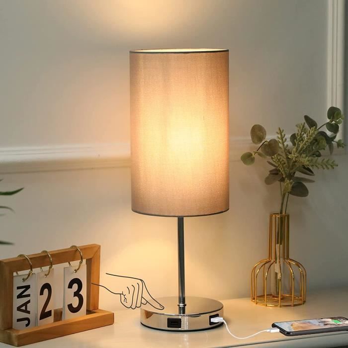 Lampe de Chevet Tactile, 3 Intensité, Ampoule LED Incluse, Lampe de Table  pour Salon Bureau Chambre Hôtel (Gris A622 - Cdiscount Maison