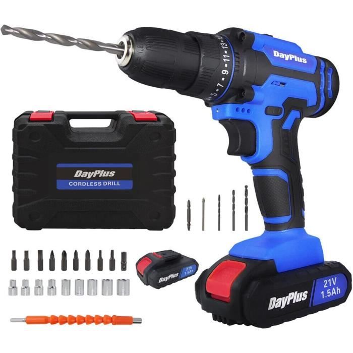 Perceuse-Visseuse Sans Balai 21V 52Nm Avec 2 Batteries 2000mAh - 28+3 Positions + 26 Accessoires