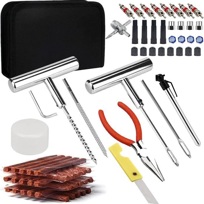 Kit Reparation Pneu Voiture,70PCS Kit Meche Pneu Crevaison,Kit Anti