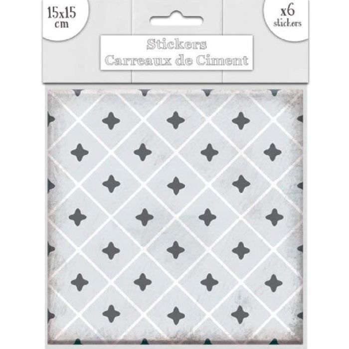 6 Stickers A Carreaux De Ciment 15 X 15 Cm Achat Vente