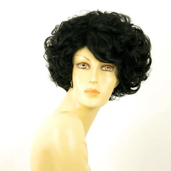 Perruque Bouclée Noire Avec Bandeau - Longueur Moyenne - Bonnet Classique - Neuve Avec étiquette