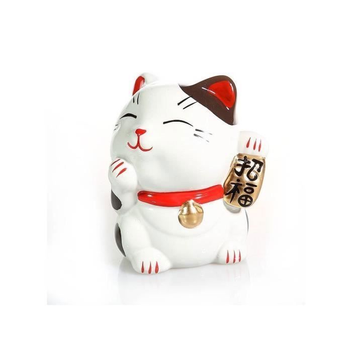 Tirelire Chat Japonais Maneki Neko Porte Bonheur