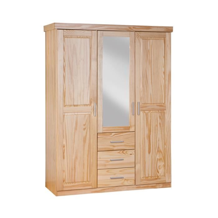 Armoire 3 Portes Et 3 Tiroirs En Pin Massif Chamonix Achat Vente Armoire De Chambre Armoire 3 Portes Et 3 Tiroirs Soldes Sur Cdiscount Des Le 20 Janvier Cdiscount