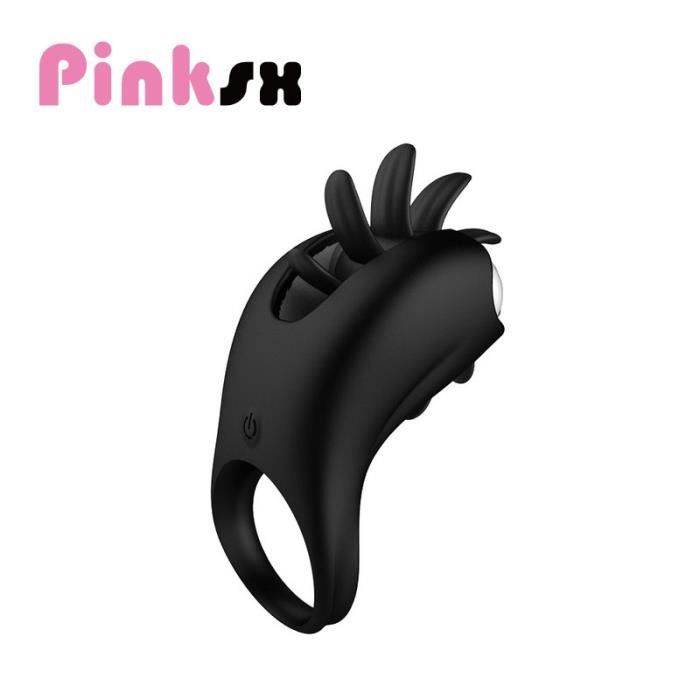 (Black)Anneau de pénis vibrateur pour Couple,