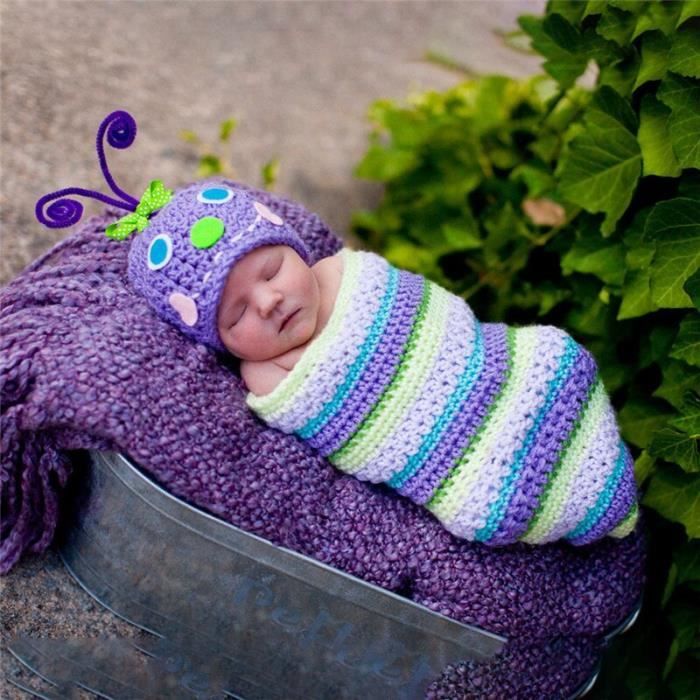Accessoires De Photographie Pour Nouveau Ne Costume En Tricot Crochet Mignon Pour Bebe Vetements De Se Purple 0 6months Drft737 Cdiscount Puericulture Eveil Bebe