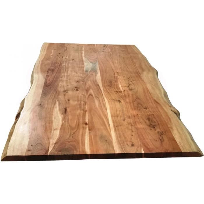 Plateau De Table 200x100 Cm En Acacia Massif Coloris Bois Laque