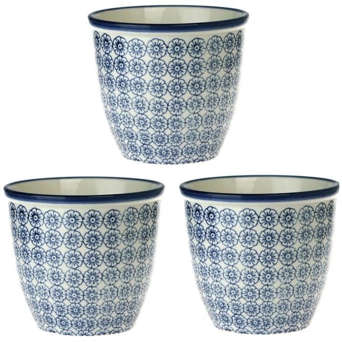 Pot De Fleurs A Motifs Interieur Exterieur Porcelaine Imprime Fleur Bleue Lot De 3 Achat Vente Jardiniere Bac A Fleur Pot De Fleurs A Motifs Inter Cdiscount