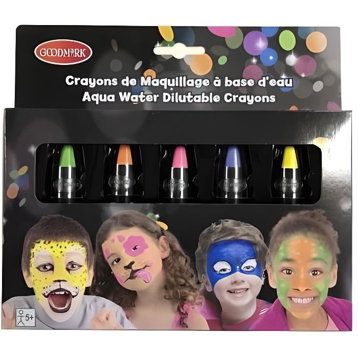 Crayons de maquillage à l'eau fluorescents pour enfant - Lot de 5