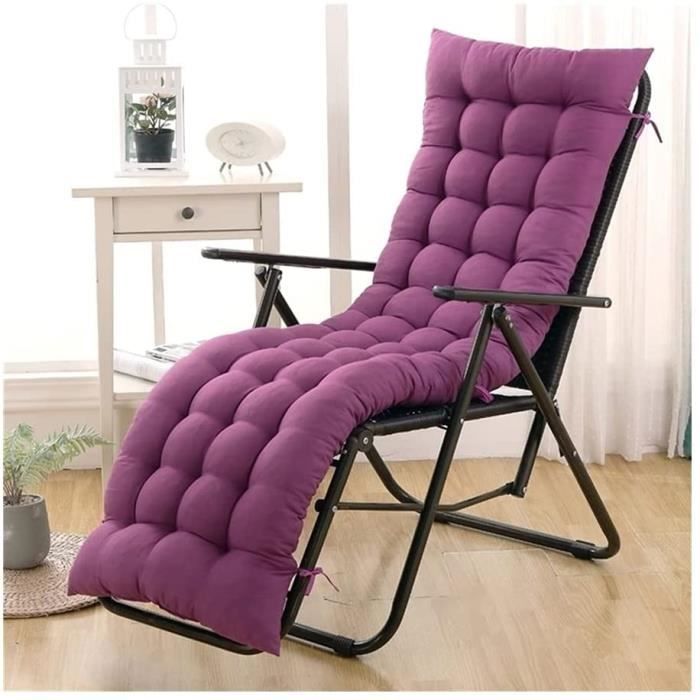 Coussin Chaise Longue Jardin Avec Capuche Antidérapante - 170x50cm Fleurs Épais Matelassé