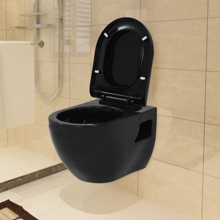 WC suspendu sortie verticale - Noir - 36 x 50 x 41,5 cm - Céramique