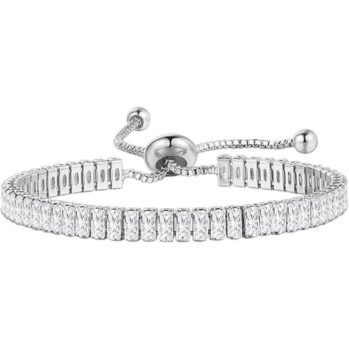 Bracelet Tennis En Argent Et Diamants Pour Femme, Bracelet En