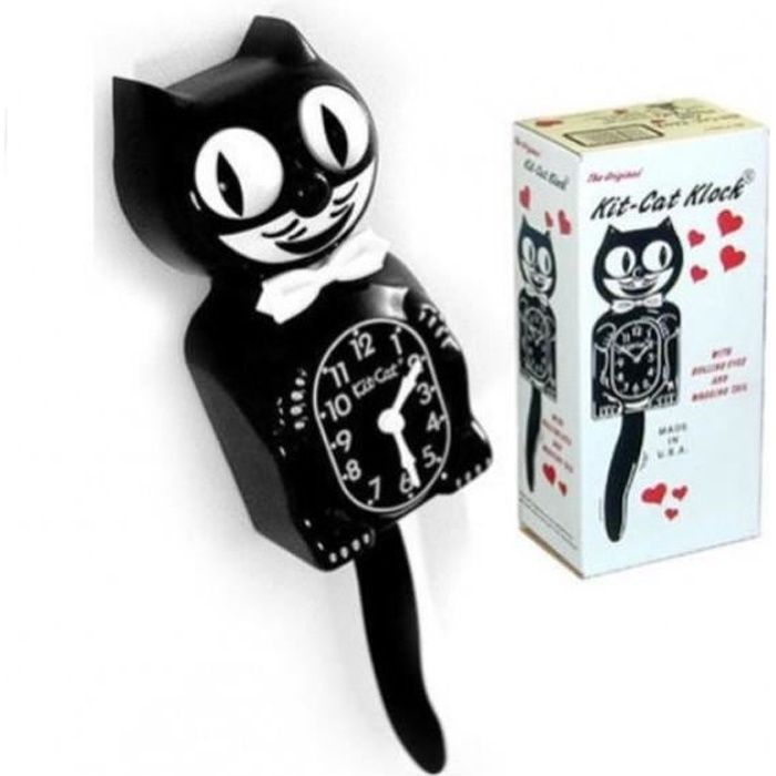 Pendule Kit Cat Clock Noir 40cm Horloge Deco Americaine Usa