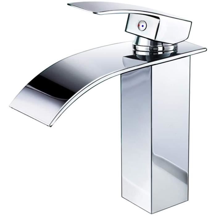 Robinet Lavabo Mitigeur Monocommande - Acier Inoxydable Chromé Avec Bonde - Installation Facile - Économie D'eau - 6