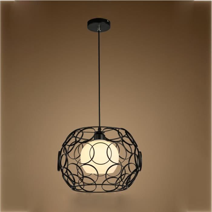 suspension nordic fer de chanvre créative lustre salon moderne lampshade salle à manger de chambre den ø30cm noir