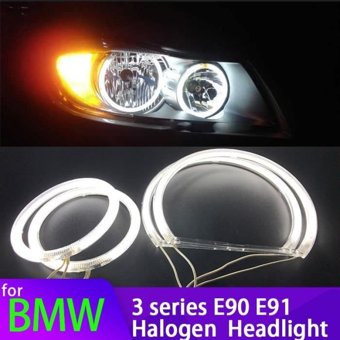 Kit de phares halogènes, anneaux Halo blancs, CCFL, yeux'ange, DRL, pour BMW série 3 E90 E91 Pre LCI 316i 318