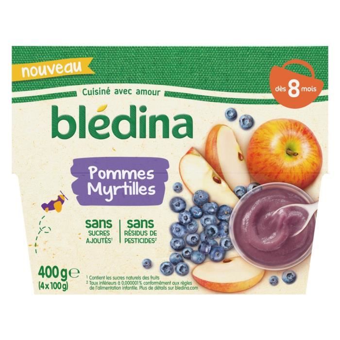 Lot De 12 Bledina Compote Pommes Myrtilles Dessert Bebe Des 8 Mois 4 Pots De 100g Achat Vente Compote Dessert Fruite Lot De 12 Bledina Compote