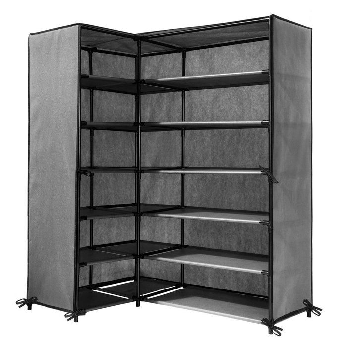 Meuble à Chaussures en angle Intissé et Métal H107 cm Cdiscount