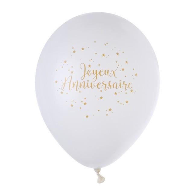 8 Ballons Blanc Et Or Joyeux Anniversaire Achat Vente Ballon Decoratif Cdiscount