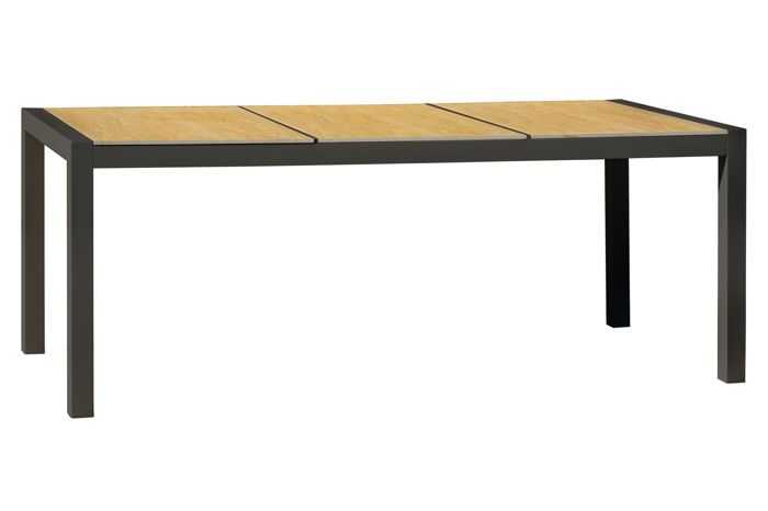 Table de jardin HELSINKI (195x90 cm) en aluminium et plateau céramique - GRIS ANTHRACITE