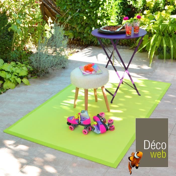 tapis exterieur pvc tresse vert pomme 120 x 180 cm cdiscount maison